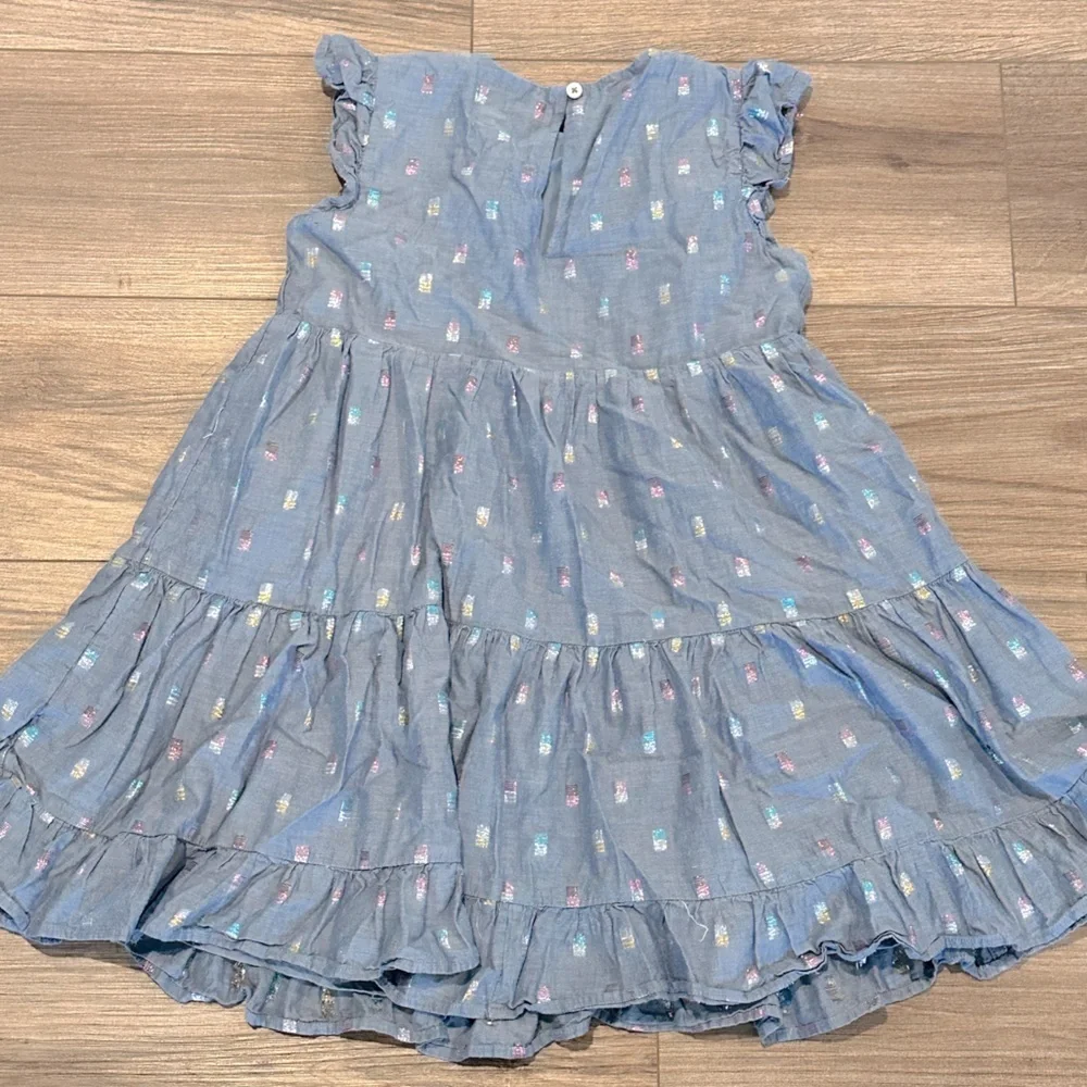 J Crew Crewcuts Girls 8 Blue Chambray Shimmer Clip Dot Dress